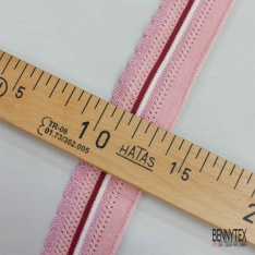 Bande bord cote festonnée lurex rose framboise blanc rose ajourée