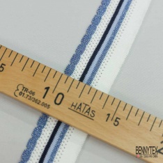 Bande bord cote festonnée lurex bleu marine blanc ciel ajourée