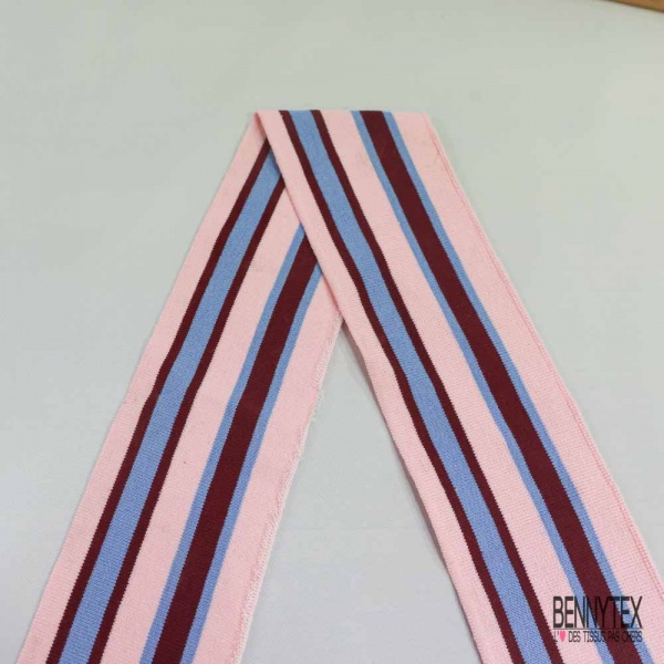 Bande bord cote rayée bordeaux ciel rose dragées