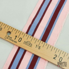 Bande bord cote à replier rayée noir gris bordeaux lurex bleu roi