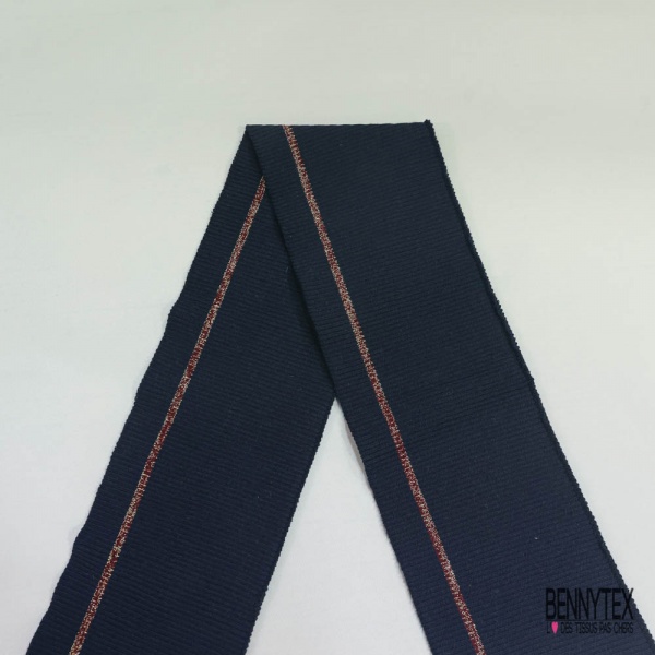 Bande bord cote rayée bordeaux marine lurex or