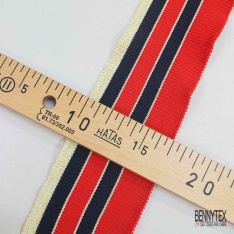 Bande bord cote rayée bordeaux marine lurex or