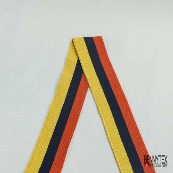 Bande bord cote rayée moutarde orange brûlé marine