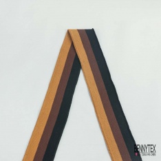 Bande bord cote rayée noir chocolat camel