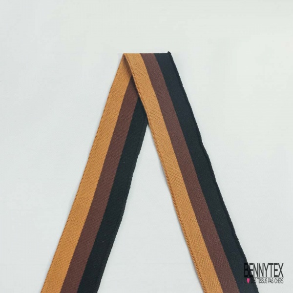 Bande bord cote rayée noir chocolat camel