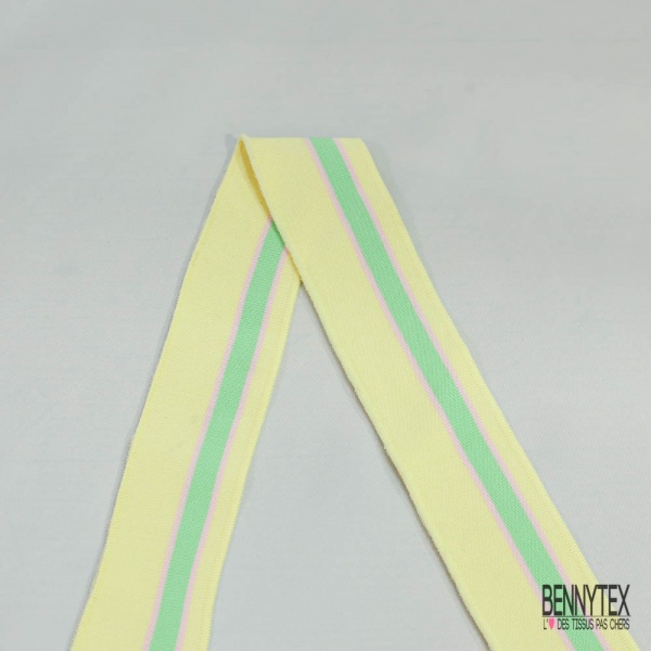 Bande bord cote rayée rose vert jaune pastel