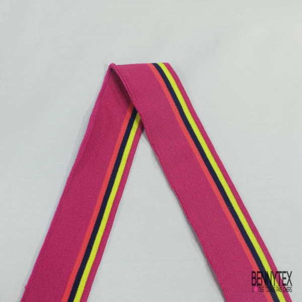 Bande bord cote rayé fushia jaune marine corail
