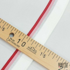 Bande bord cote rayé framboise vieux rose blanc discret lurex argent