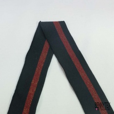 Bande bord cote rayé noir lie de vin chiné lurex cuivre