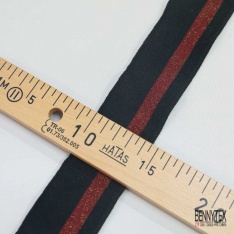 Bande bord cote rayé noir lie de vin chiné lurex cuivre