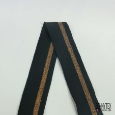 Bande bord cote rayé noir noisette chiné lurex cuivre