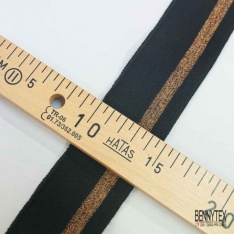 Bande bord cote rayé noir noisette chiné lurex cuivre