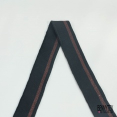 Bande bord cote rayé noir chocolat chiné lurex chocolat