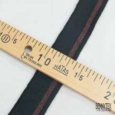 Bande bord cote rayé noir chocolat chiné lurex chocolat