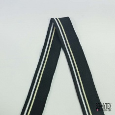 Bande bord cote rayé ciel blanc optique lurex bleu roi