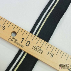 Bande bord cote rayé ciel blanc optique lurex bleu roi