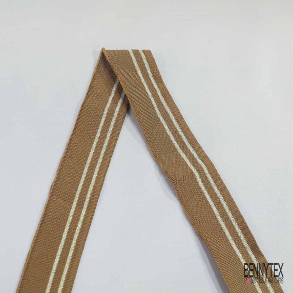 Bande bord cote rayé cappucino lurex or