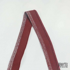 Bande bord cote rayé bordeaux lurex argent