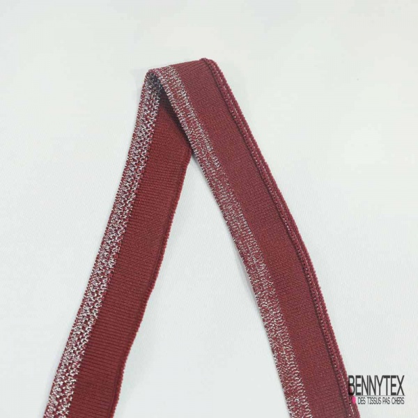 Bande bord cote rayé bordeaux lurex argent