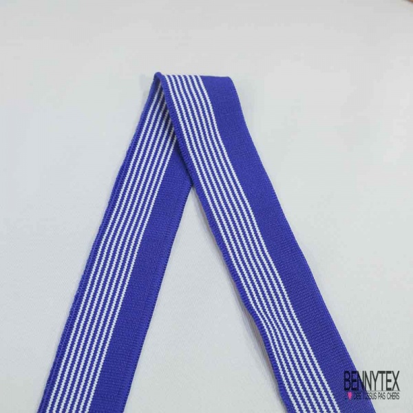 Bande bord cote rayé blanc optique bleu très vif