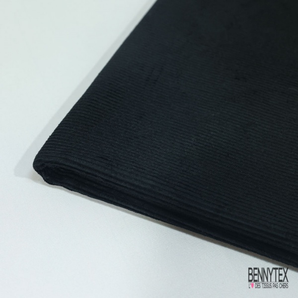 Coupon 3m velours 500 raies élasthanne noir