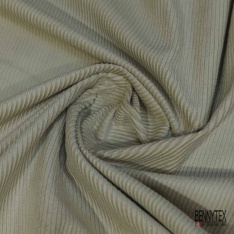 Coupon 3m velours 500 raies élasthanne beige pastel