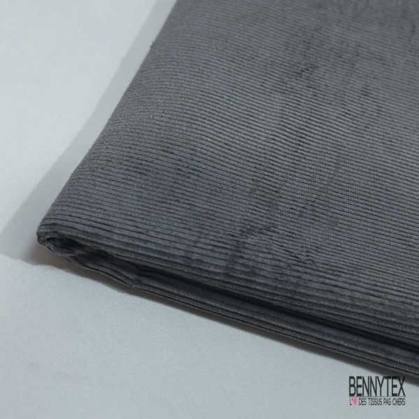 Coupon 3m velours 500 raies élasthanne gris mouette