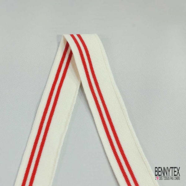 Bande bord cote rayé rouge blanc cassé