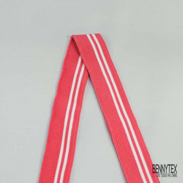 Bande bord cote rayé blanc optique rose trémière