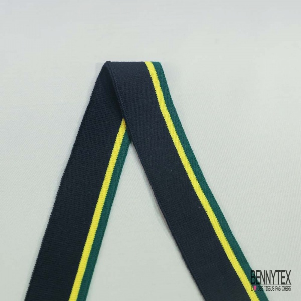 Bande bord cote rayé émeraude jaune bleu nuit