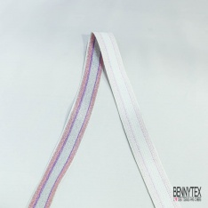 Bande élastique côtelée rayure lurex noir lurex rouge