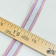 Bande élastique côtelée rayure lurex noir lurex rouge