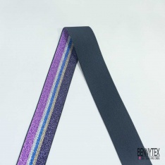 Bande élastique rayure lurex rose violet argent