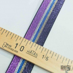 Bande élastique rayure lurex rose violet argent