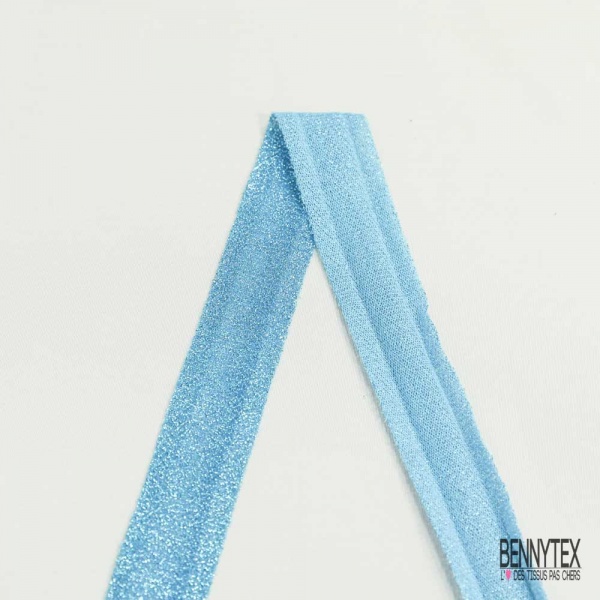 Biais non replié polyamide maille lurex turquoise