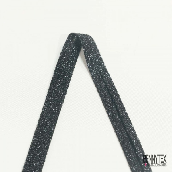 Biais non replié polyamide maille lurex noir