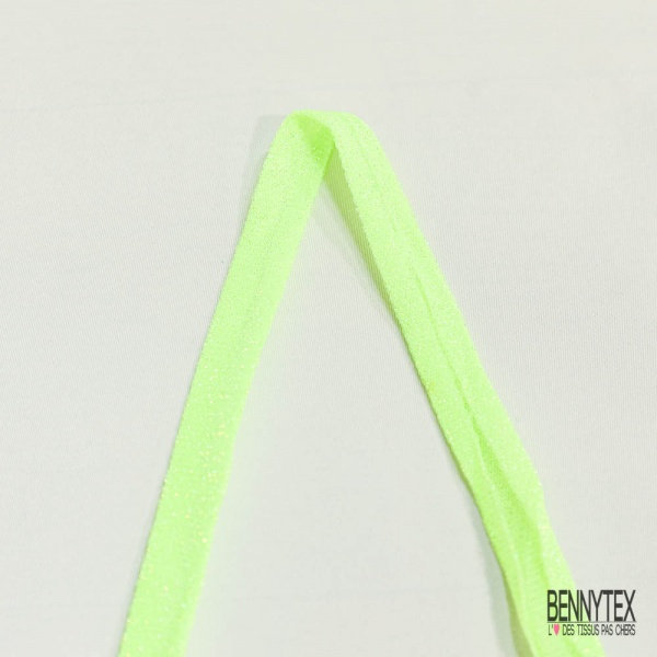 Biais non replié polyamide maille lurex vert fluo