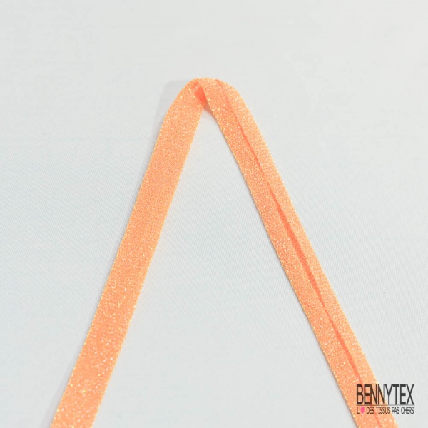 Biais non replié polyamide maille lurex orange vif