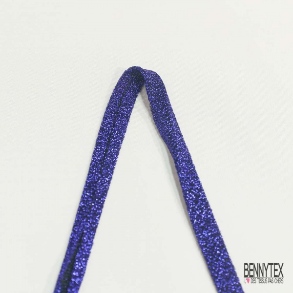 Biais non replié polyamide maille lurex bleu vif