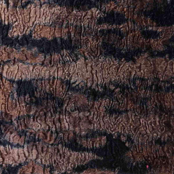 Coupon 3m imitation astrakan tigré noir chocolat