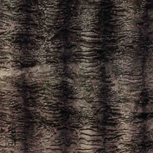 Coupon 3m imitation astrakan tigré noir taupe foncé