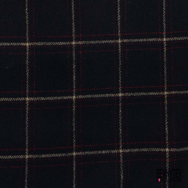Velours de laine double face recto carreau verso noir