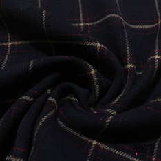 Velours de laine double face recto carreau verso noir