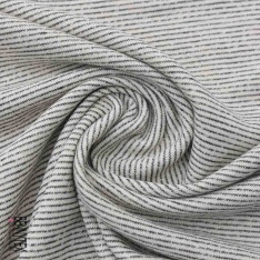 French terry imprimé marinière fine noir blanc cassé envers bouclette