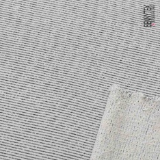 French terry imprimé marinière fine noir blanc cassé envers bouclette