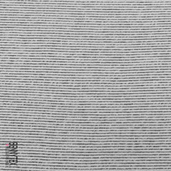 French terry imprimé marinière fine noir blanc cassé envers bouclette