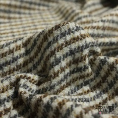 Natté de laine souple quadrillage marron gros fond blanc cassé