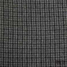 Natté de laine souple quadrillage noir kaki fond gris moyen