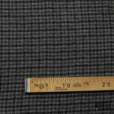 Natté de laine souple quadrillage noir kaki fond gris moyen