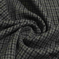 Natté de laine souple quadrillage noir kaki fond gris moyen